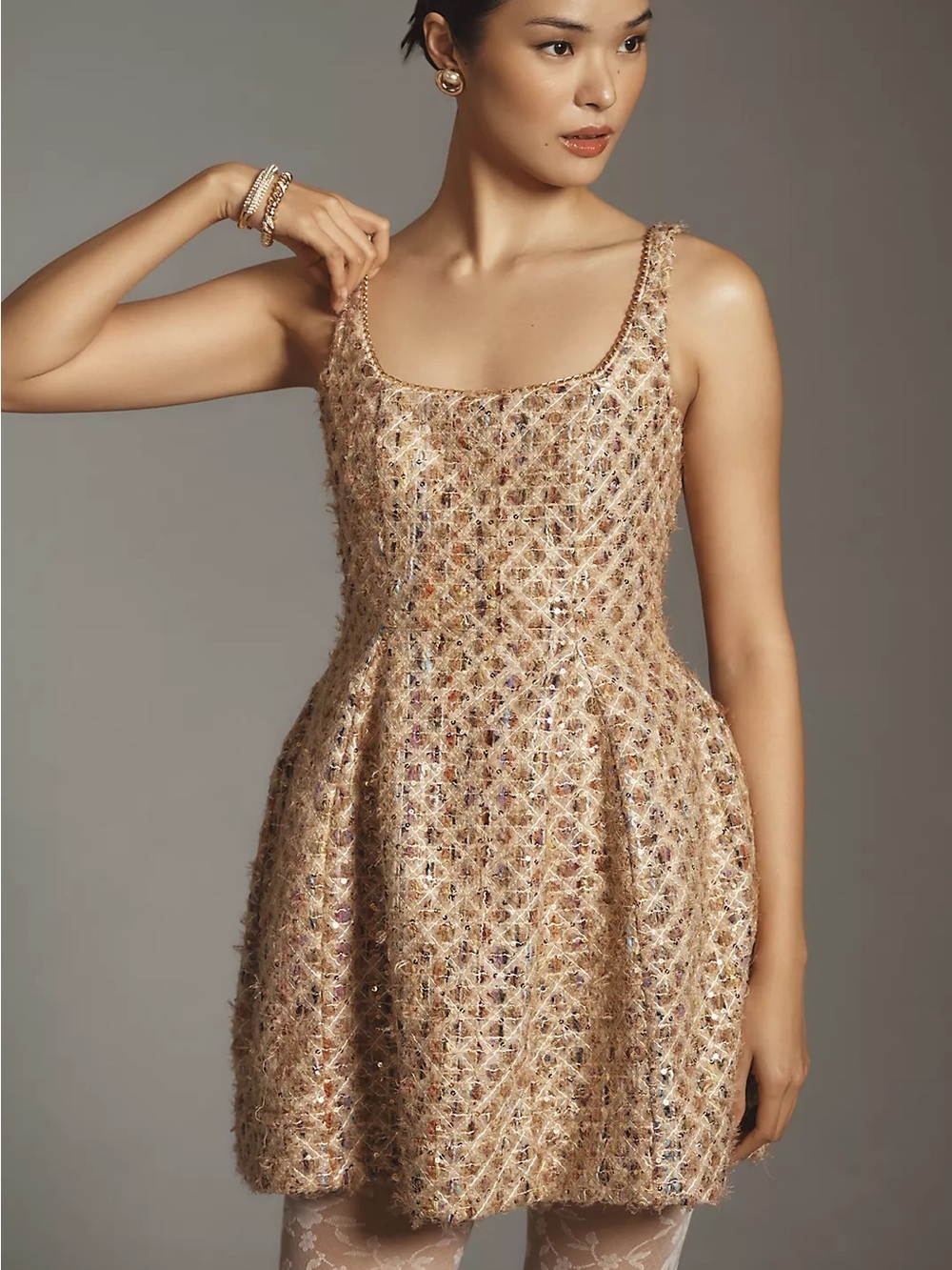 Maeve Tweed Fit & Flare Mini Dress US2